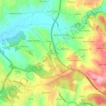 Vale da Garcia topographic map, elevation, terrain