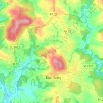 Josefsheim topographic map, elevation, terrain