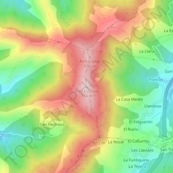 Pico Escobín topographic map, elevation, terrain