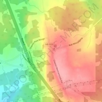 Memramcook East topographic map, elevation, terrain