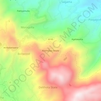 Kirimetiya Estate topographic map, elevation, terrain