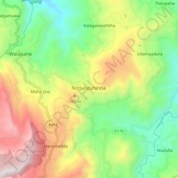 Nildandahinna topographic map, elevation, terrain