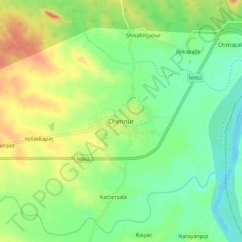 Chennur topographic map, elevation, terrain