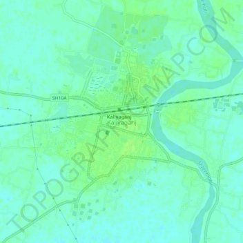 Kaliyaganj topographic map, elevation, terrain