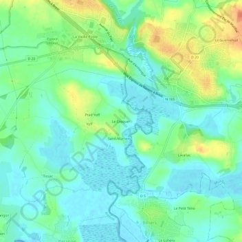 Le Cosquer topographic map, elevation, terrain