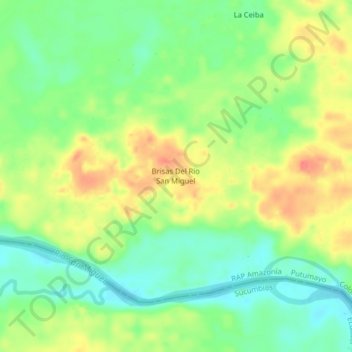 Brisas Del Rio San Miguel topographic map, elevation, terrain