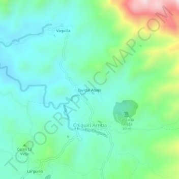 Tavidal Abajo topographic map, elevation, terrain
