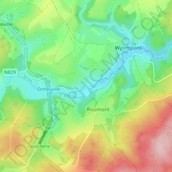 Berguème topographic map, elevation, terrain