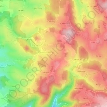 Le Vernadet topographic map, elevation, terrain