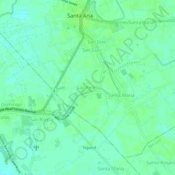 San Pedro topographic map, elevation, terrain