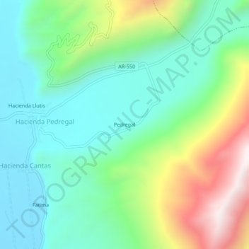 Pedregal topographic map, elevation, terrain