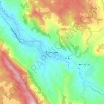 Laiagam topographic map, elevation, terrain