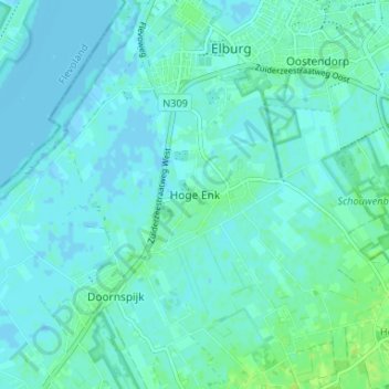 Hoge Enk topographic map, elevation, terrain