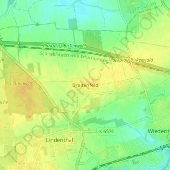 Breitenfeld topographic map, elevation, terrain