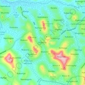 Kitemu topographic map, elevation, terrain