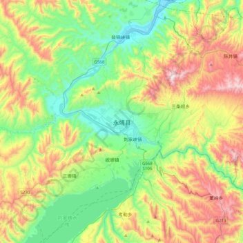 永靖县 topographic map, elevation, terrain
