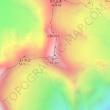 鹊巴 topographic map, elevation, terrain