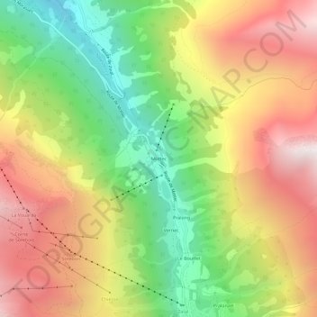 Mottec topographic map, elevation, terrain