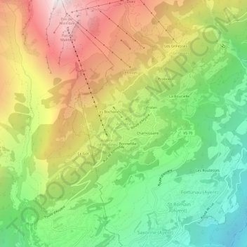 Anzère topographic map, elevation, terrain