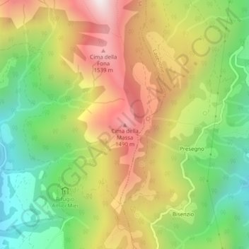 Cima della Massa topographic map, elevation, terrain