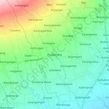 Padamara topographic map, elevation, terrain