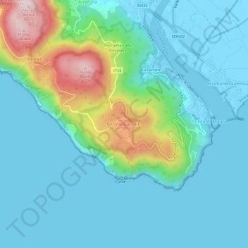 Montemarcello topographic map, elevation, terrain