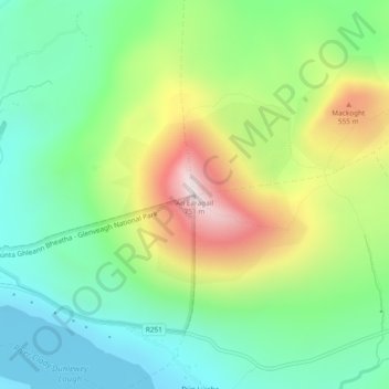 Errigal topographic map, elevation, terrain
