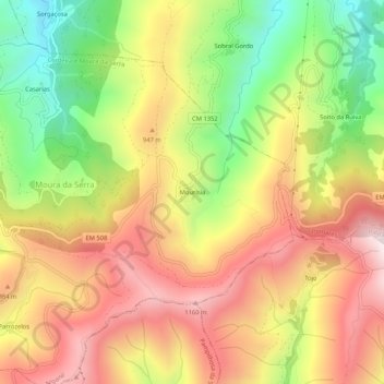Mourísia topographic map, elevation, terrain