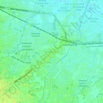 Simpangan topographic map, elevation, terrain