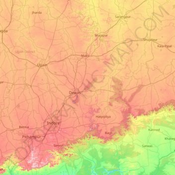 Dewas topographic map, elevation, terrain
