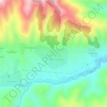 Selishte topographic map, elevation, terrain