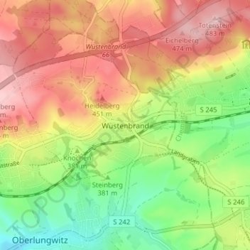 Wüstenbrand topographic map, elevation, terrain