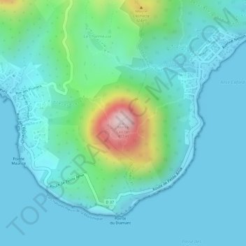 Morne Larcher topographic map, elevation, terrain