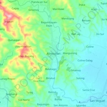 Alimodian topographic map, elevation, terrain
