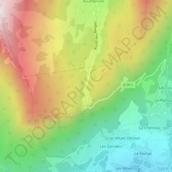 Col du Frêne topographic map, elevation, terrain