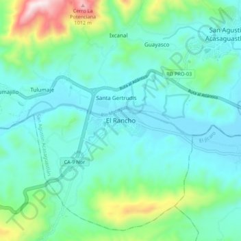 El Rancho topographic map, elevation, terrain