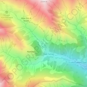 Alpe Lungostretto topographic map, elevation, terrain