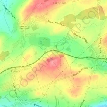 Le Genevrey topographic map, elevation, terrain