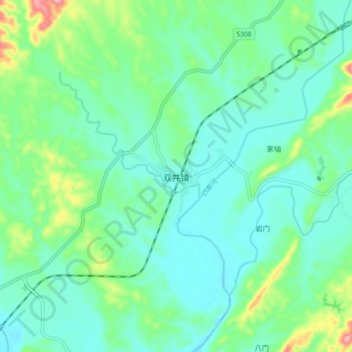 双井镇 topographic map, elevation, terrain