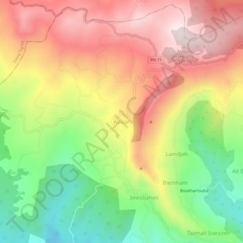 Abizar topographic map, elevation, terrain