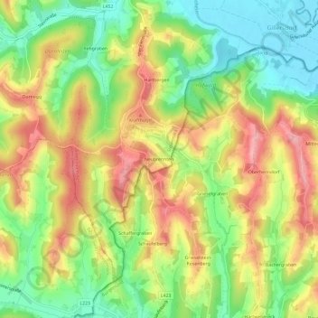 Neubrennten topographic map, elevation, terrain