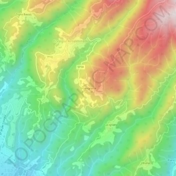 Gromignana topographic map, elevation, terrain