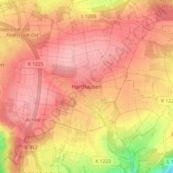 Harthausen topographic map, elevation, terrain