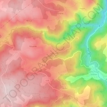 Le Mazel topographic map, elevation, terrain