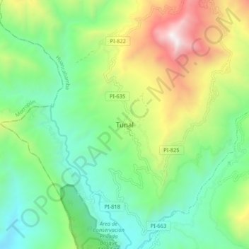 Tunal topographic map, elevation, terrain