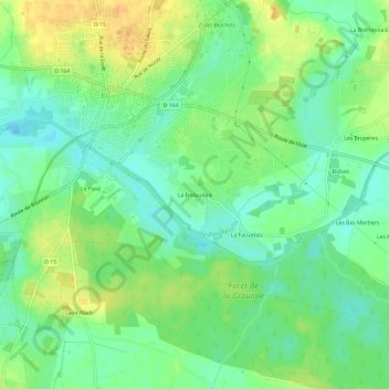 La Frelaudais topographic map, elevation, terrain