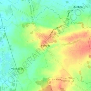 Eichede topographic map, elevation, terrain