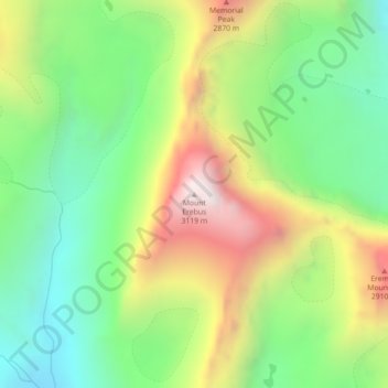 Mount Erebus topographic map, elevation, terrain