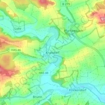 Kraisdorf topographic map, elevation, terrain