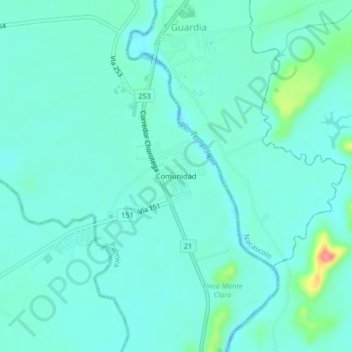 Comunidad topographic map, elevation, terrain